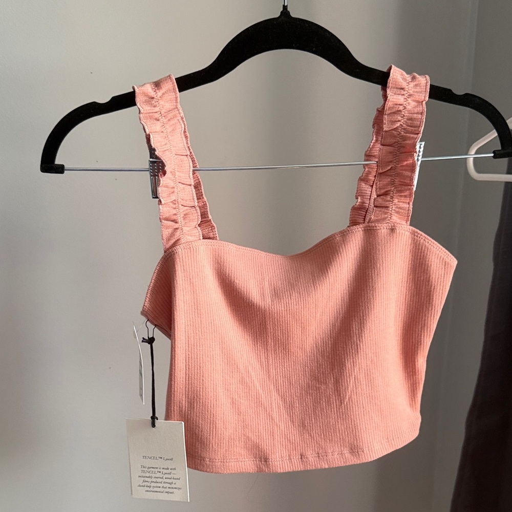 Sunday Best Peach Ruffle Strap Tank Top